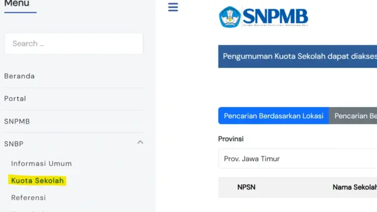 Cara Cek Kuota Sekolah untuk SNBP 2026 Disertai Gambar